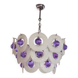 Sphera chandelier by Gino Vistosi, purple and white murano glass, Italy, 1970