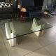 Design coffee table in travertine and glass