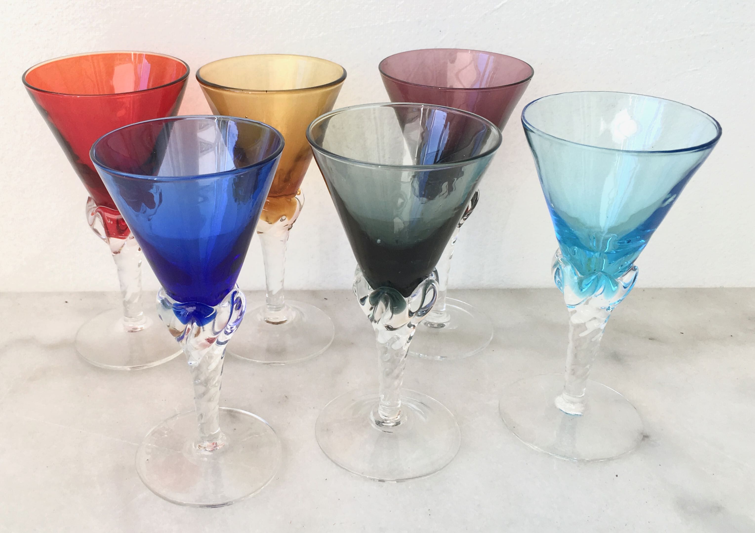 Set of 6 colored alcohol glasses