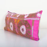 12" x 30"extra long lumbar cushion kingsize suzani pillow cover, pink tribal bedding pillow cover