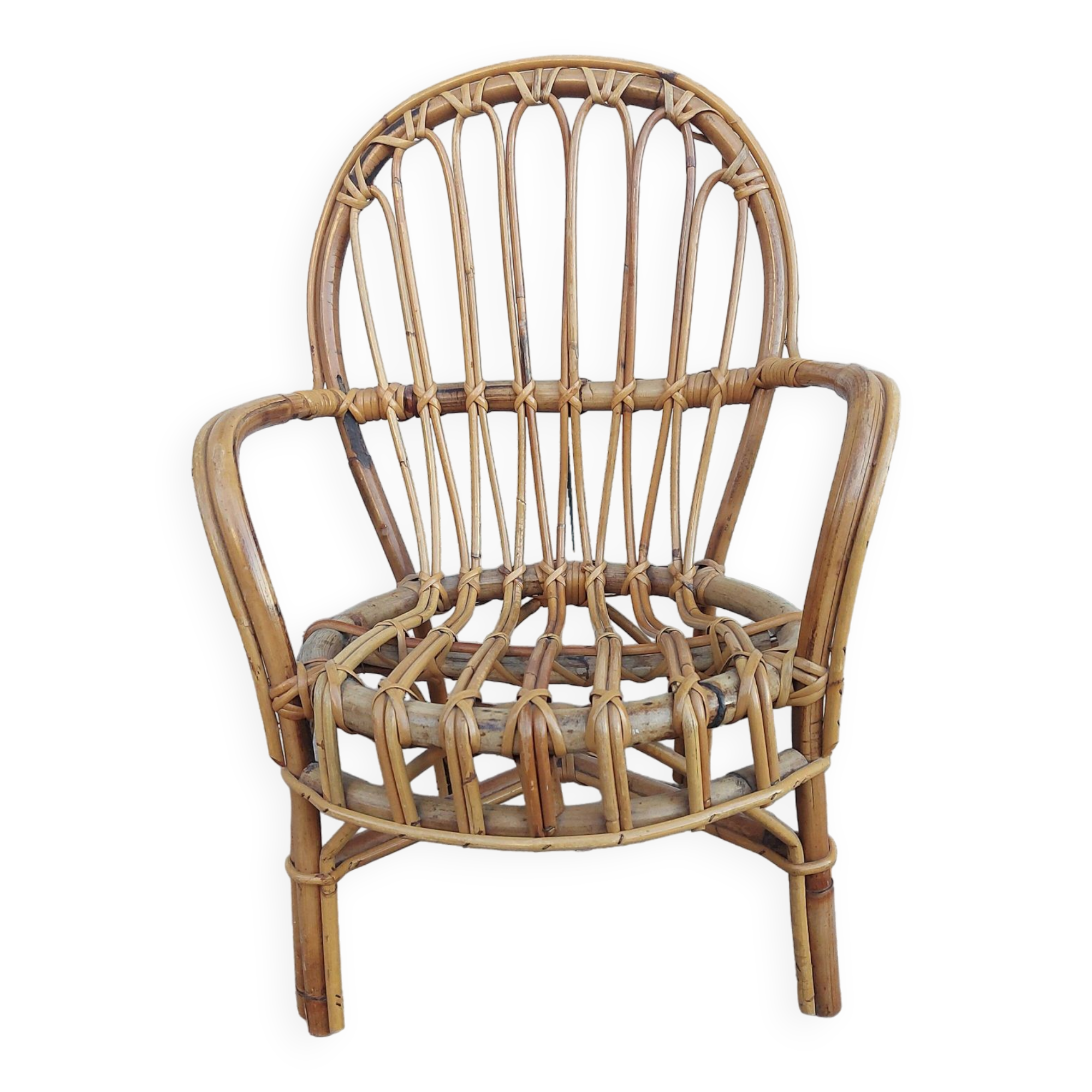 Vintage rattan children's armchair