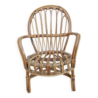 Vintage rattan children's armchair