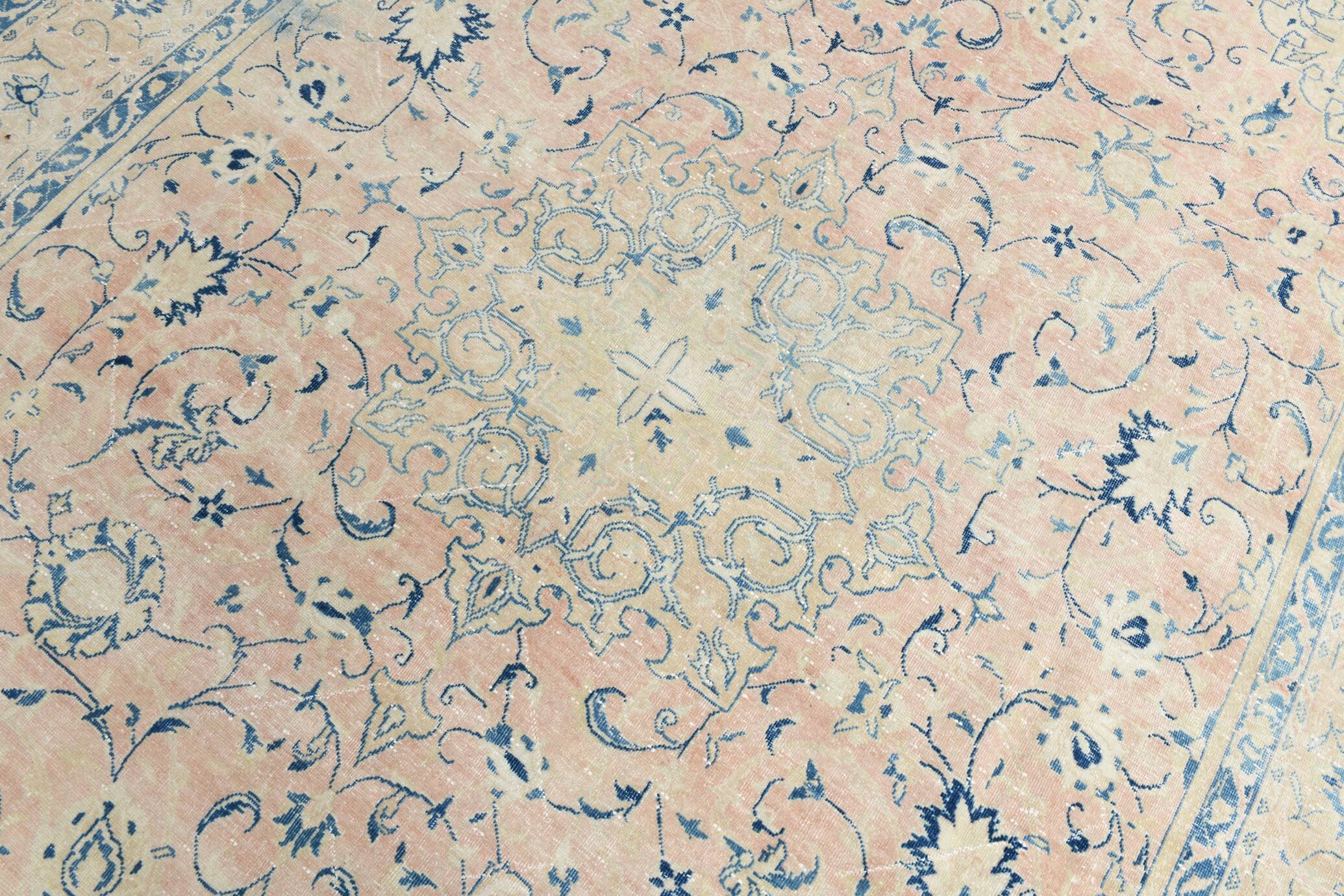 12x15 Soft Beige & Blue Classic Vintage Persian Rug, 274x397 Cm