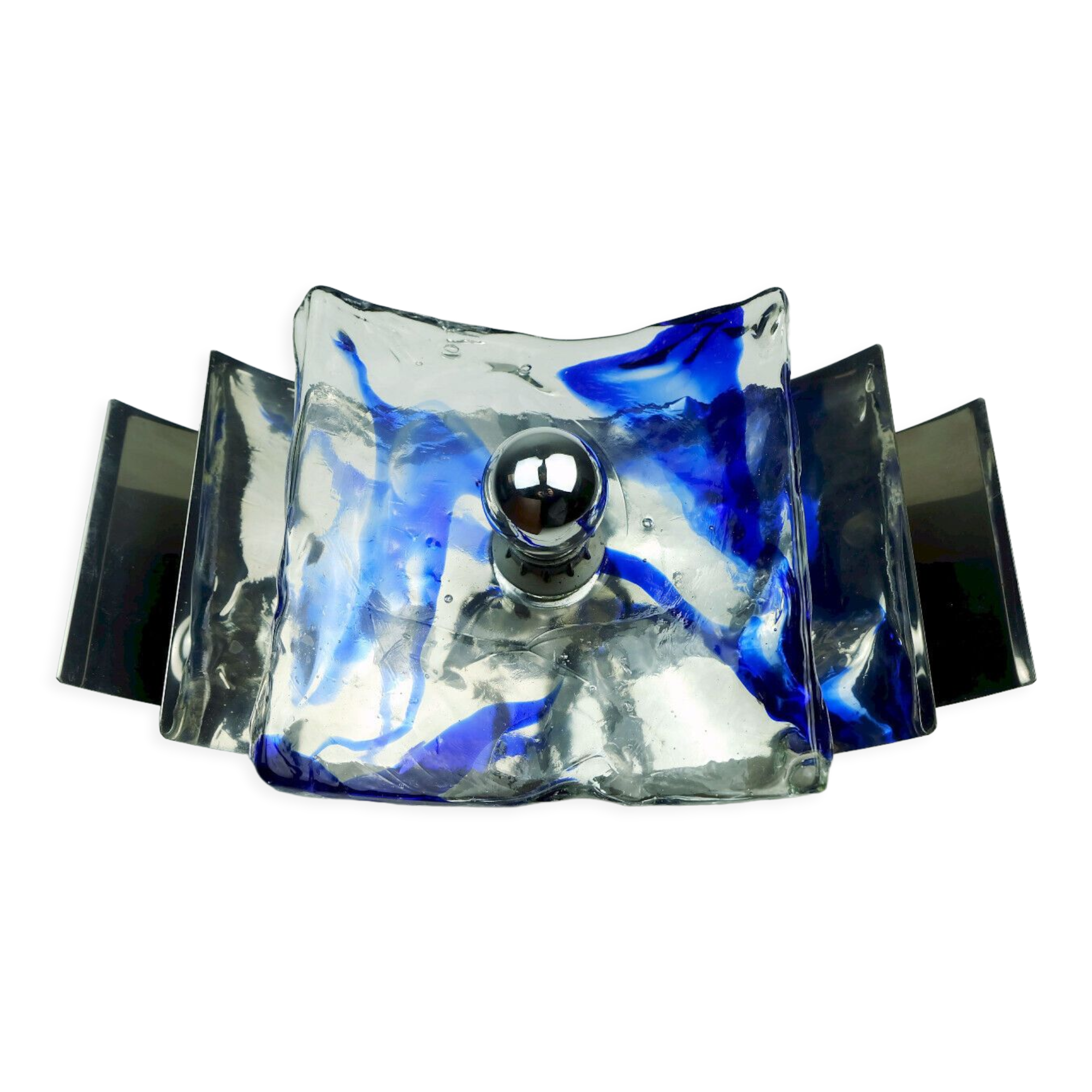 Mid century sconce glass metal chrome murano ice glass