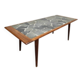 Vintage Danish design teak & slate stone coffee table