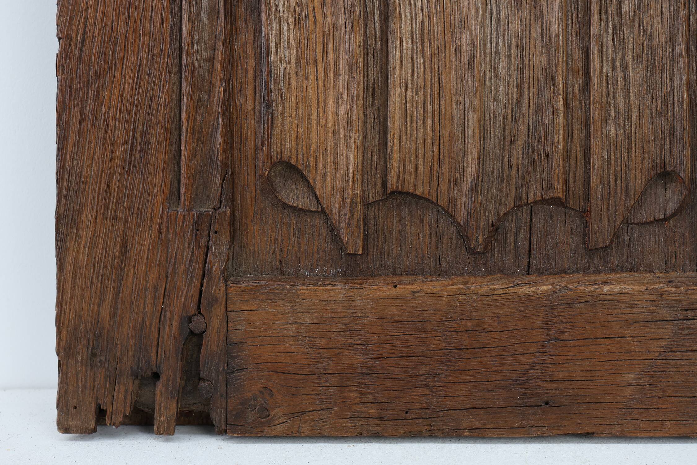 Early 16th Gothic century carved oak relief panel, France