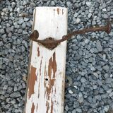 antique coat rack with 4 cast iron hooks