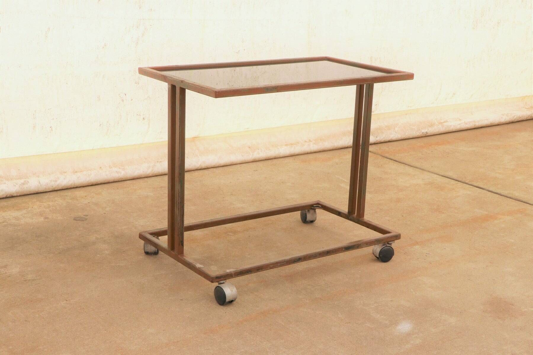 Czechoslovak vintage serving trolley on wheels, mid-century bar cart, 1970s
