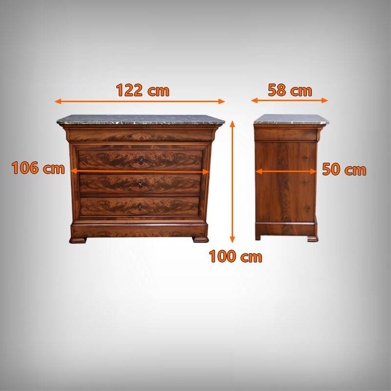 Mahogany chest of drawers, Louis-Philippe style – Late 19th century