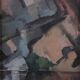 Original large mid-century Swedish oil on canvas – “Composition” by Sixten Lundbohm – vintage & framed – 77 × 70 cm (30.3" × 27.6")