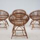 Mid century rattan shell-shaped chairs 1950s