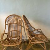 Pair of rattan armchairs