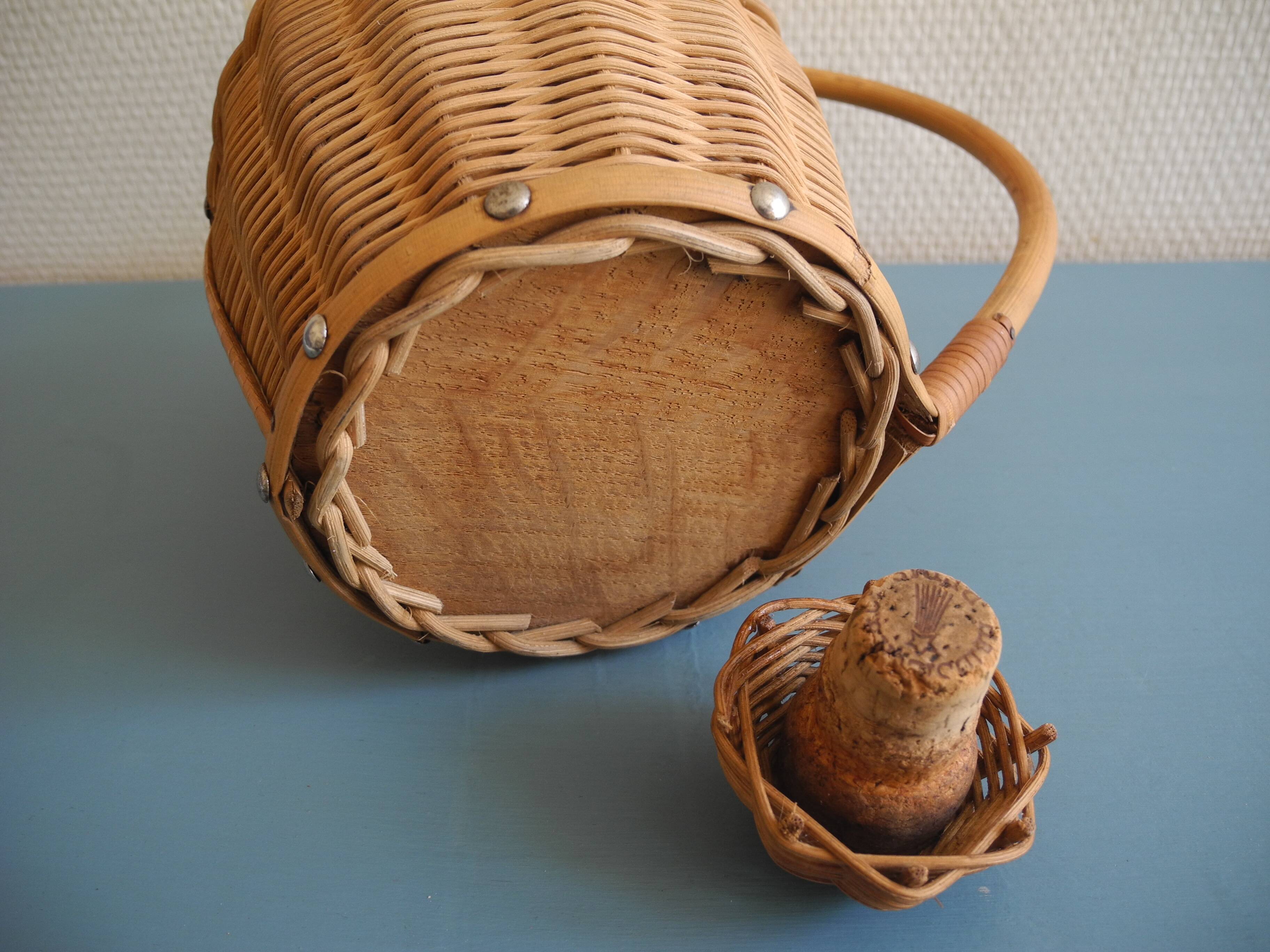 old stoneware bottle wicker vintage decoration stoneware bottle wicker