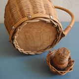 old stoneware bottle wicker vintage decoration stoneware bottle wicker