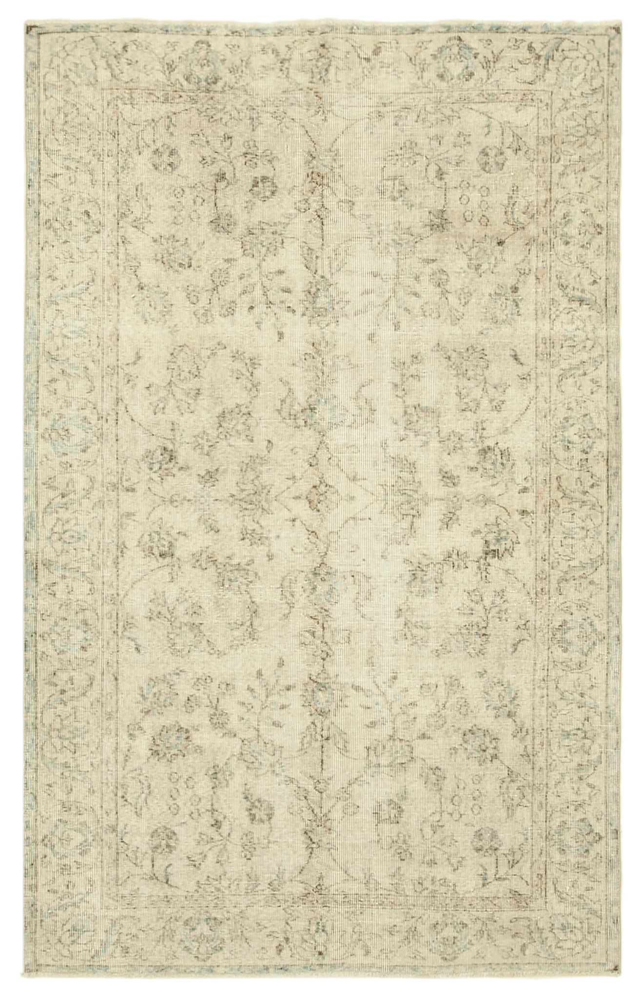 Hand-knotted distressed turkish beige carpet 156 cm x 246 cm