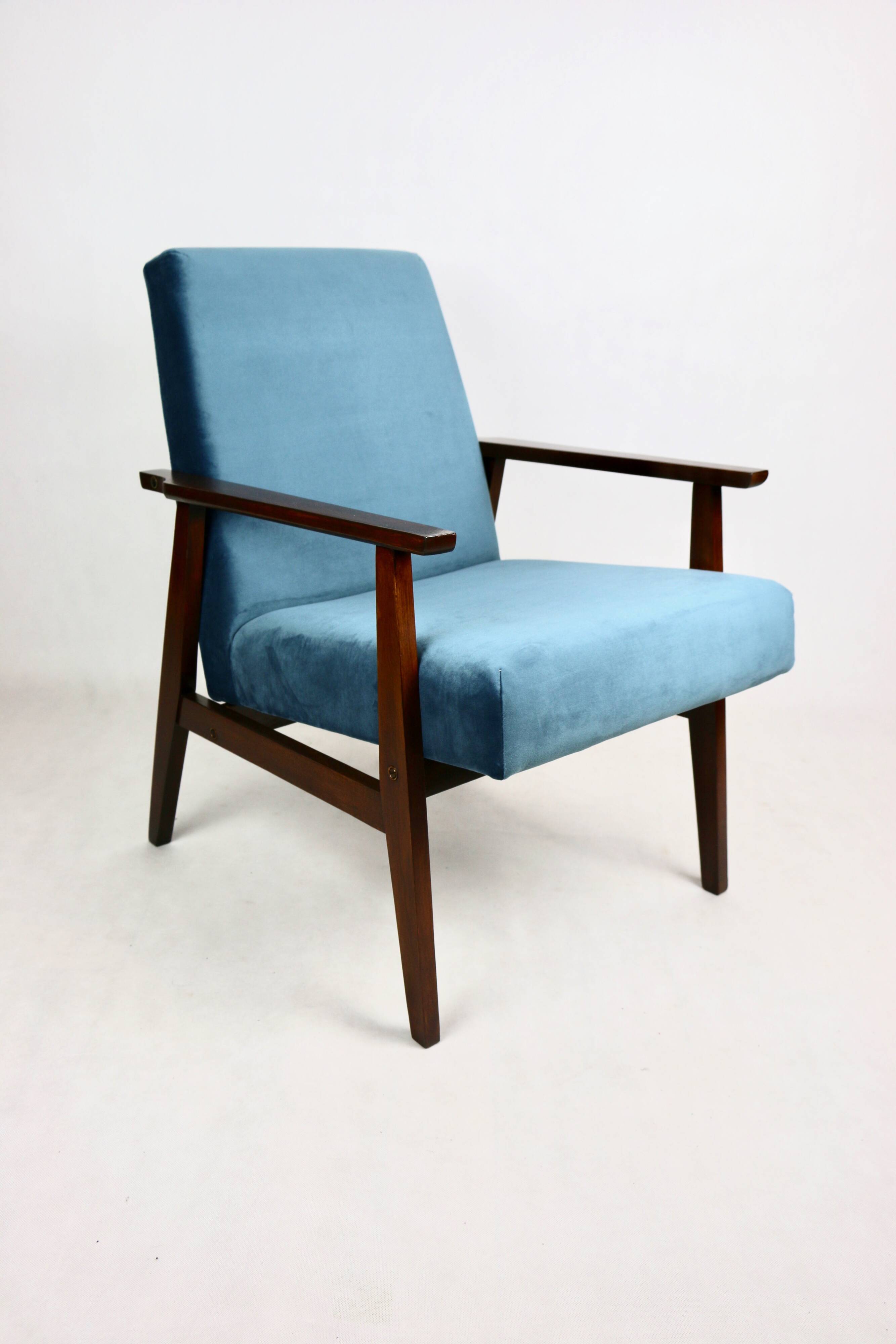 Vintage Ocean Blue Fox Armchair, 1970s