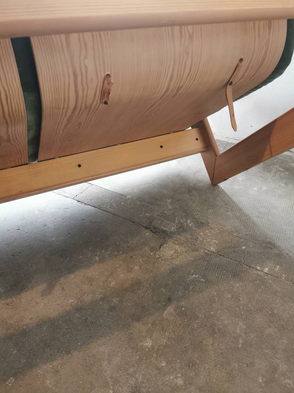 Scandinavian velvet and wood sofa