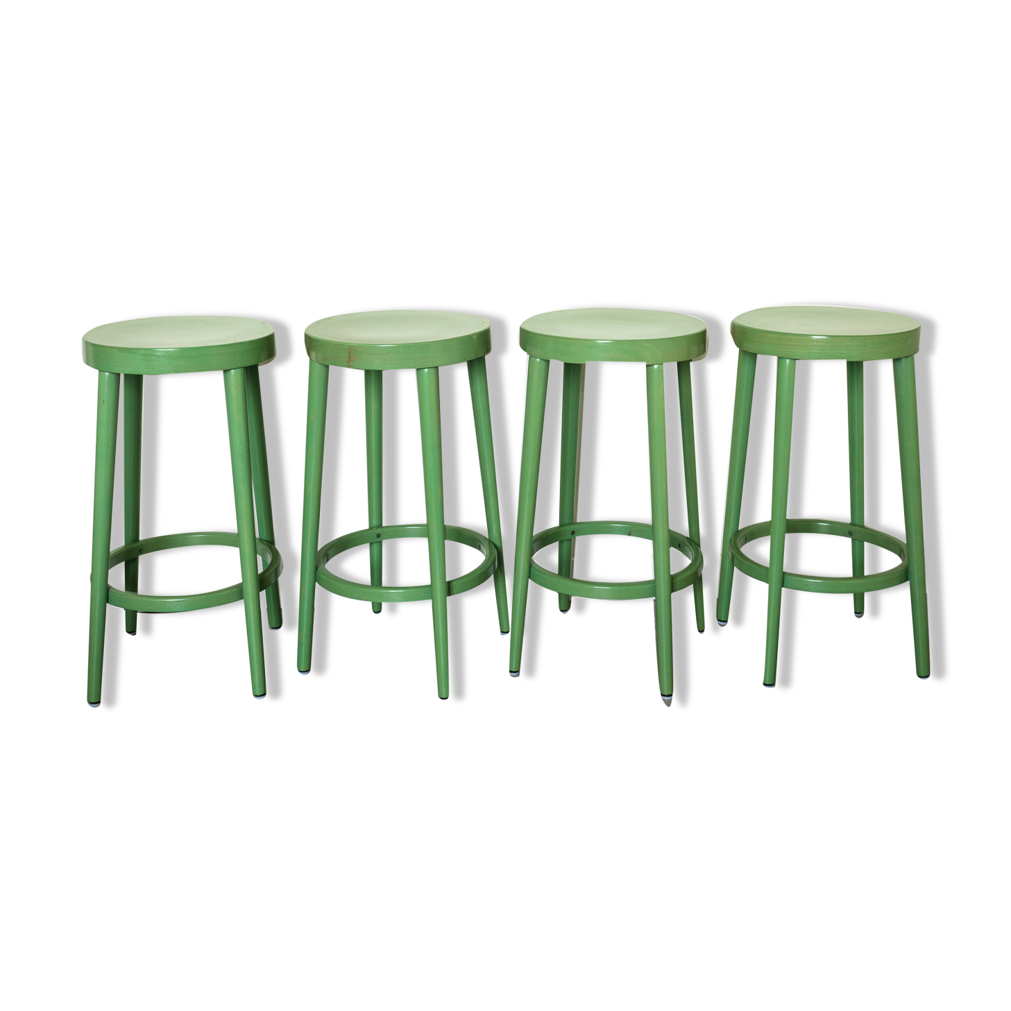 Set of 4 green Baumann stools