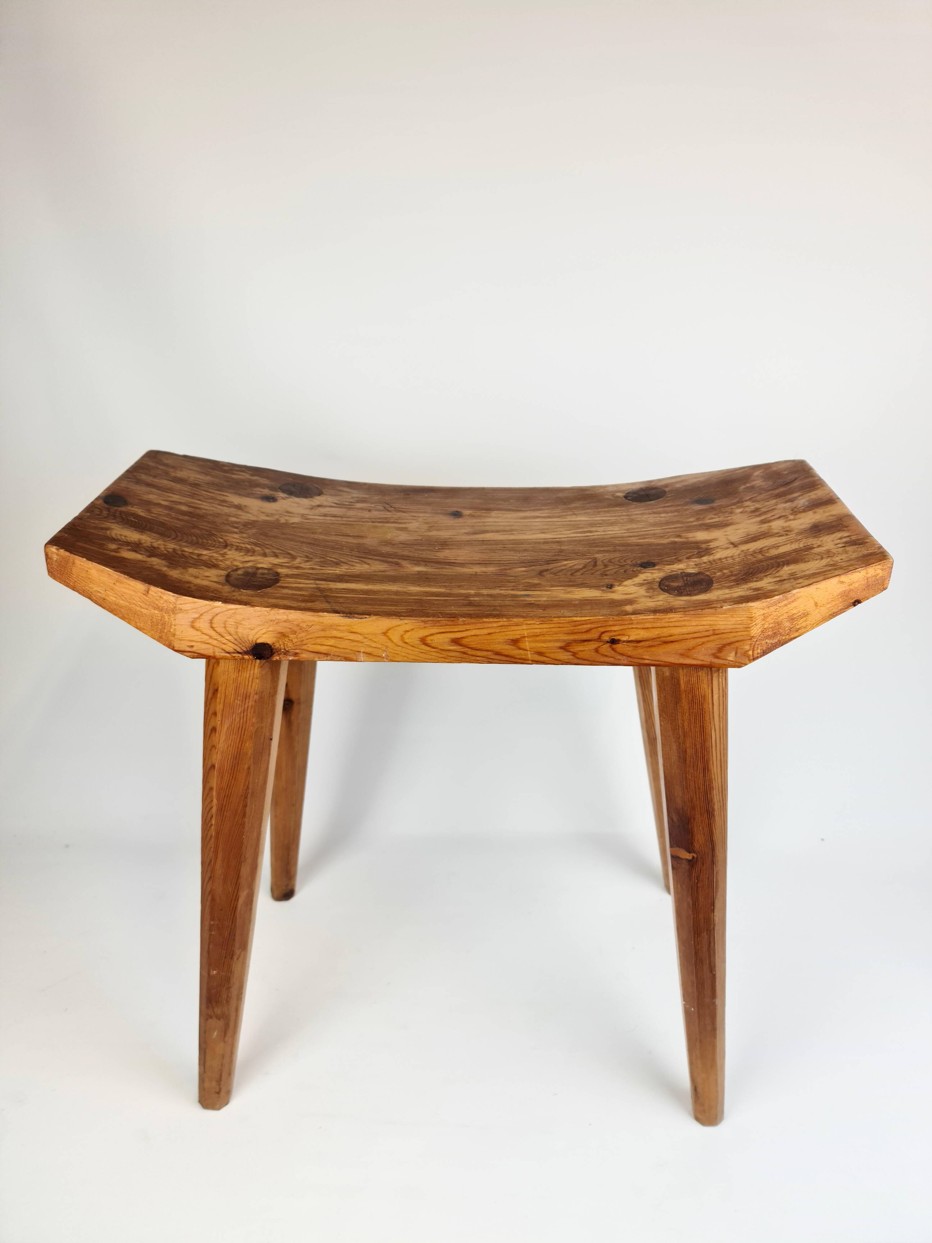 Swedish lacquered pine stool, 1970s