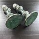 Pair of green ceramic candlesticks