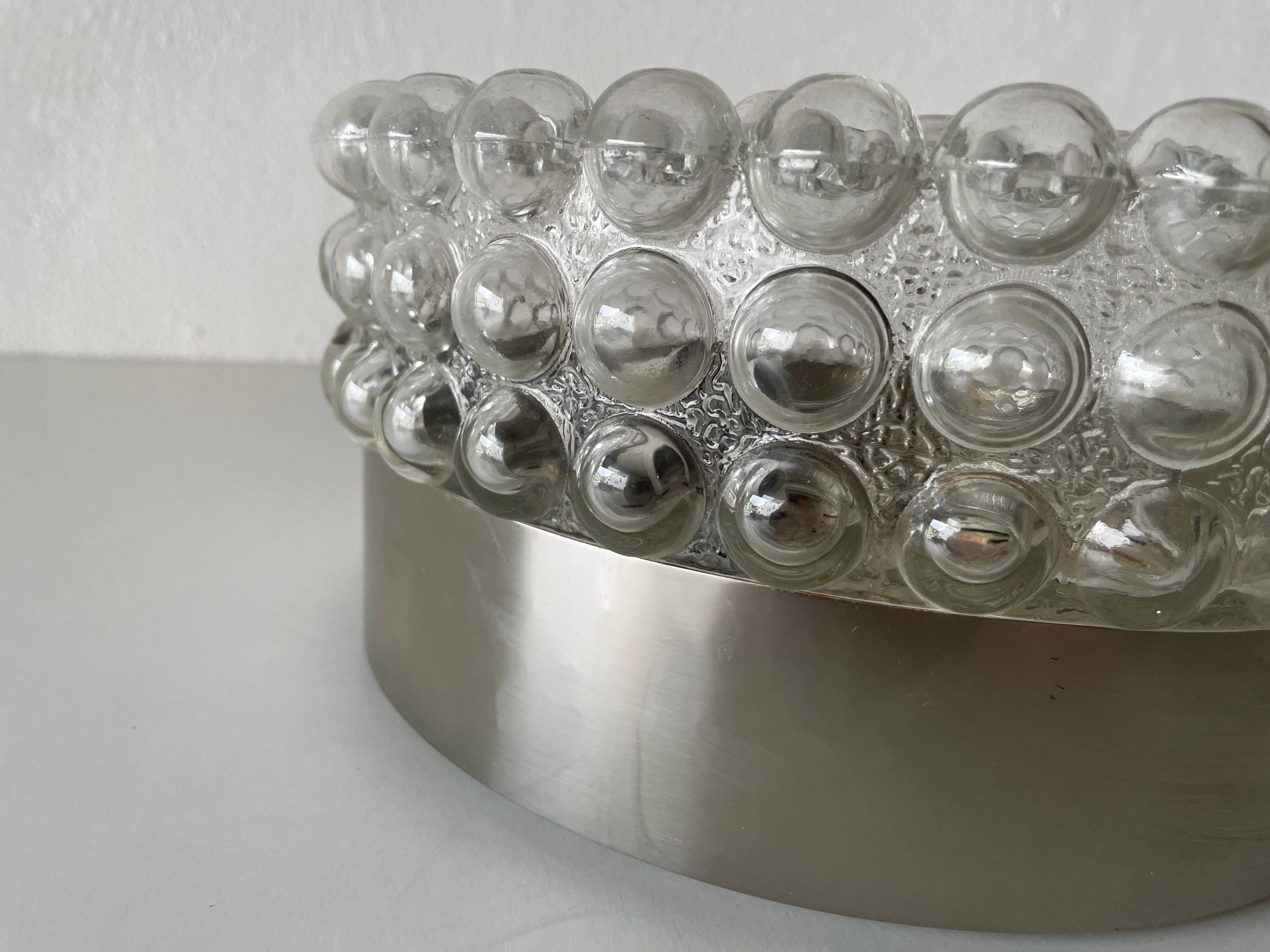 Round bubble glass wall lamp or flush mount by Limburg, 1960s, Germany