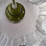 White pleated opaline pendant lamp – Electric mounting in green color
