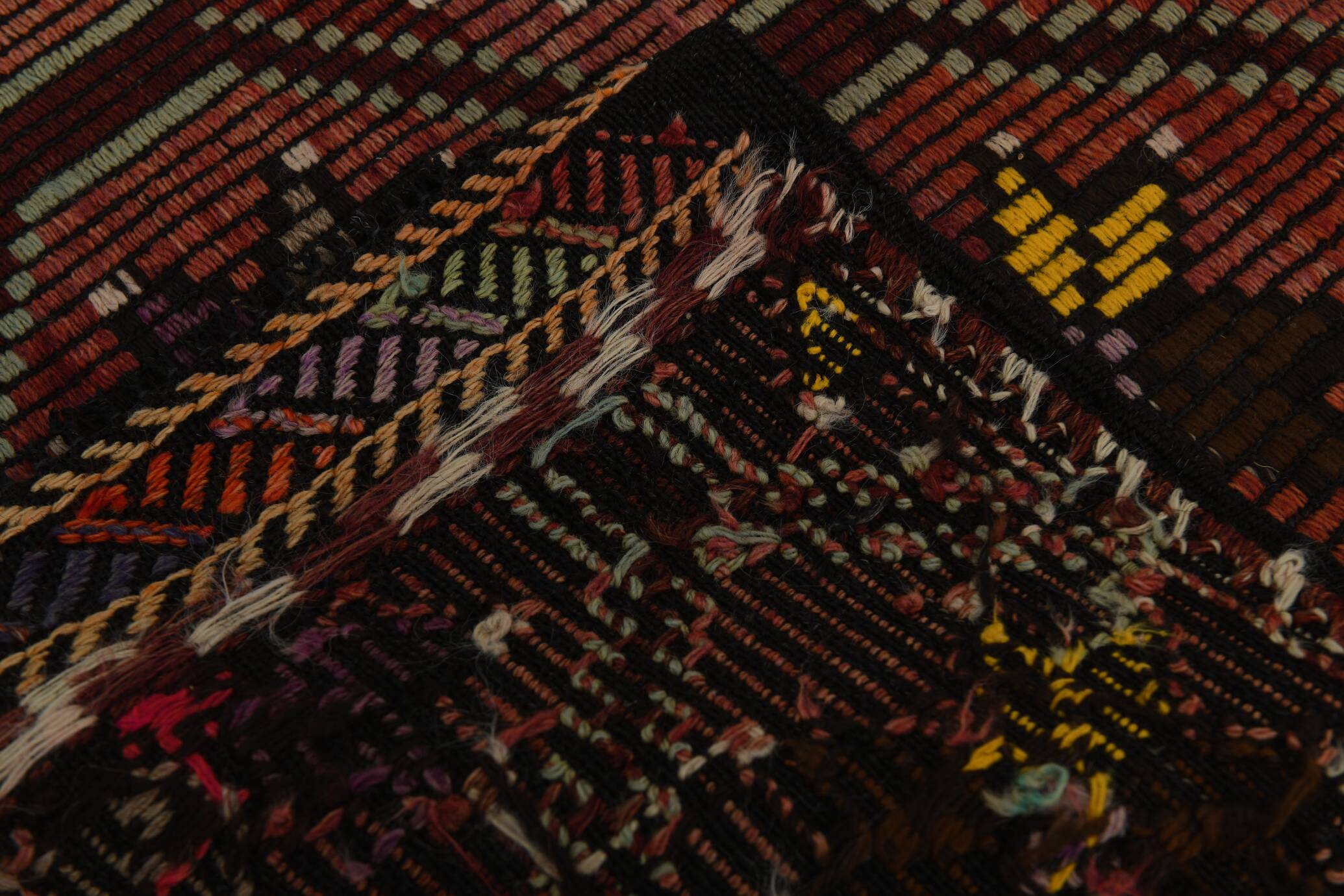 Burgundy Red Star Pattern Vintage Kilim Rug, 194x314Cm