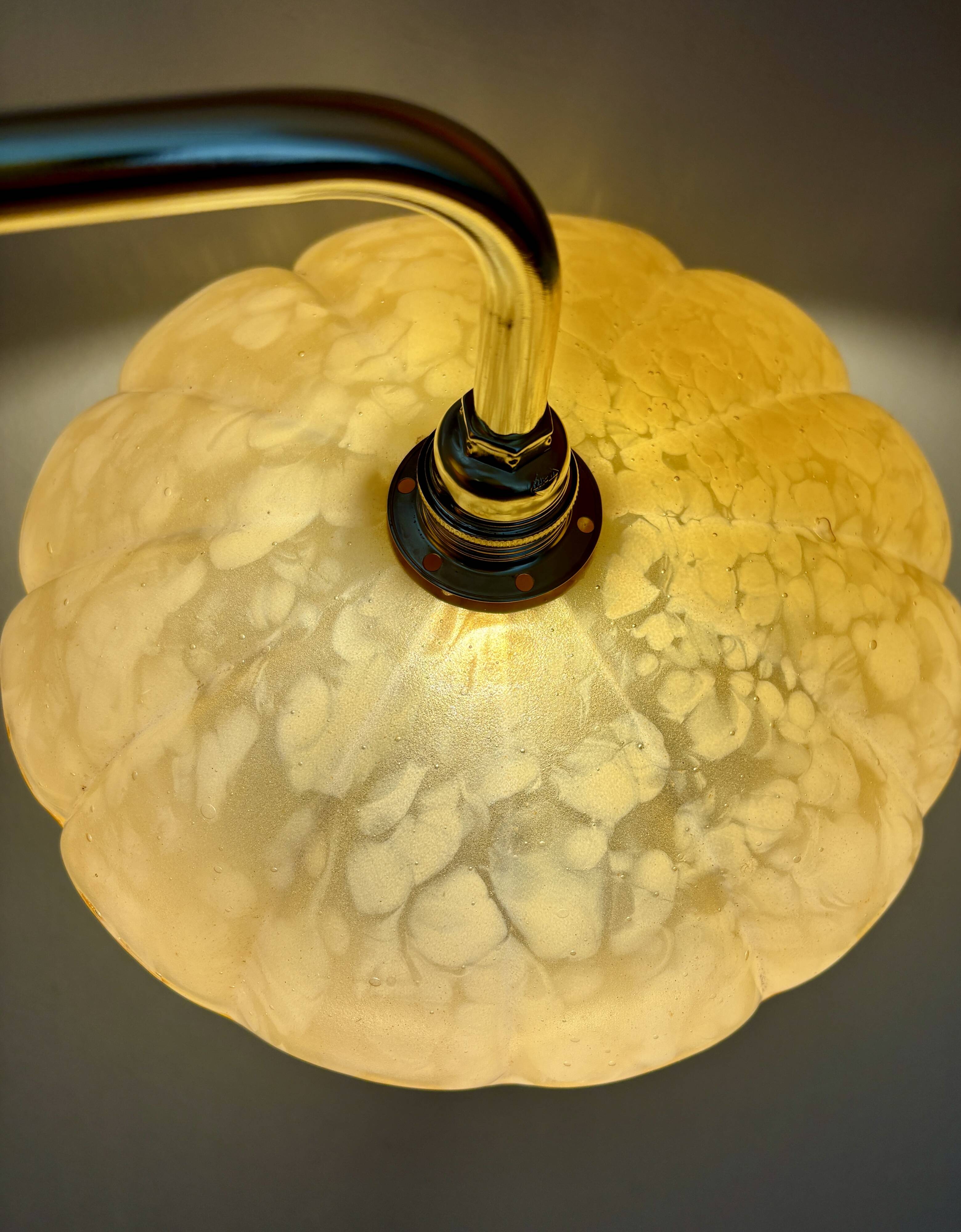 Antique wall lamp with yellow Clichy glass shade