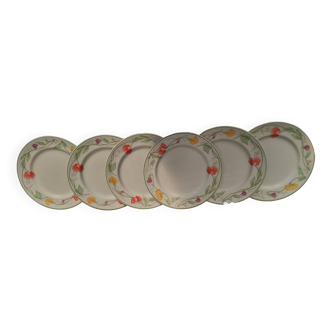 6 assiettes motif floral