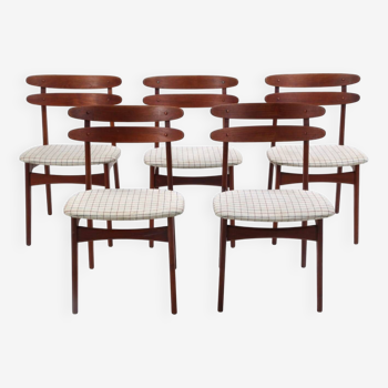 5x chaises de salle à manger en teck par Johannes Andersen pour Bramin