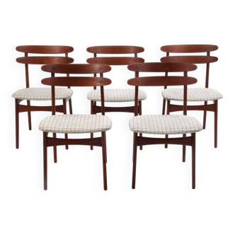 5x chaises de salle à manger en teck par Johannes Andersen pour Bramin