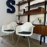 Set of 2 Vitra DAX plastic armchairs by Charles and Ray Eames