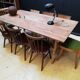 Folding table in wood brewery-guinguette, 6/8 cutlery