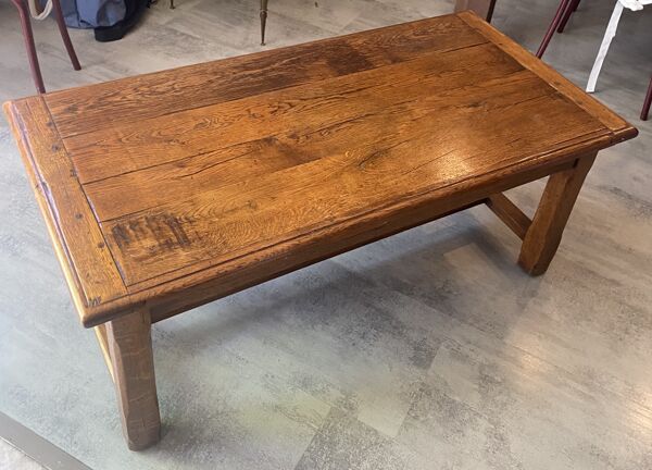Table basse ancienne de ferme rustique chene chêne massif avec 1 tiroir 50