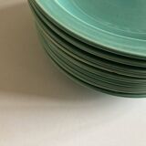 Set of 9 modernist turquoise earthenware plates from 1950 by Villeroy & Boch.