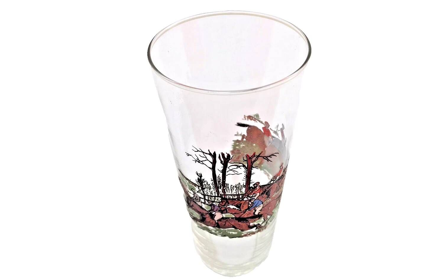 1950s Decorated glass equestrian sports steeplechase horse racing