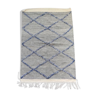 Tapis berbère zanafi losange bleu 105x155 cm