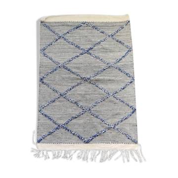 Tapis berbère zanafi losange bleu 105x155 cm