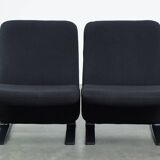 Set of 4 comfortable black vintage design armchairs