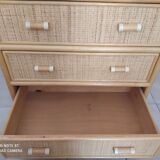Commode en osier et rotin vintage