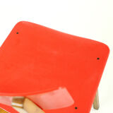 Midcentury chair in red and beech wood, Czechoslovakia circa 1960