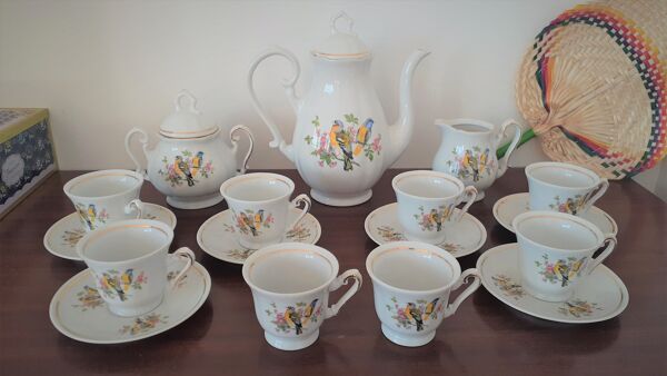 Tasses porcelaine mésanges bleues