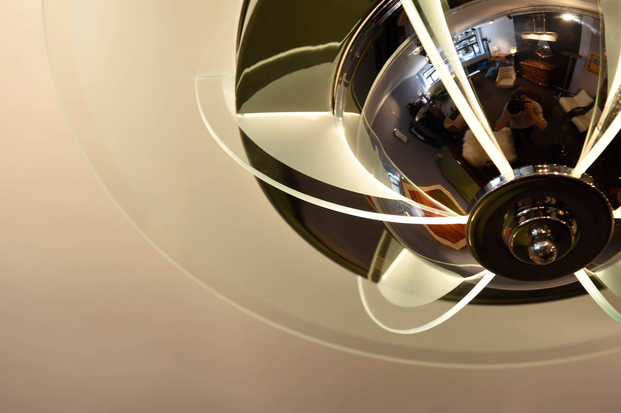 Deco France 1930 s plated nickel chandelier