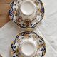 Antique polychrome faience chocolate cups with saucers – Flo decoration