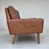 1970s, 3-seater Danish sofa, brown furniture leather with patina.