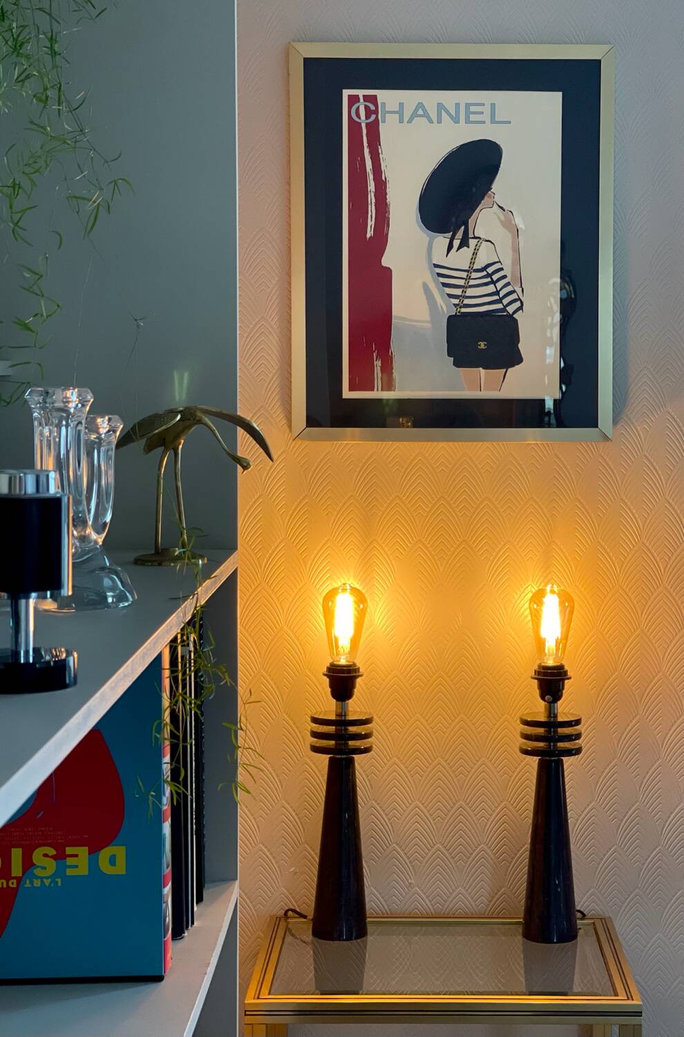 Pair of marble lamps 1980.