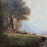 19th century French school painting, mountain river