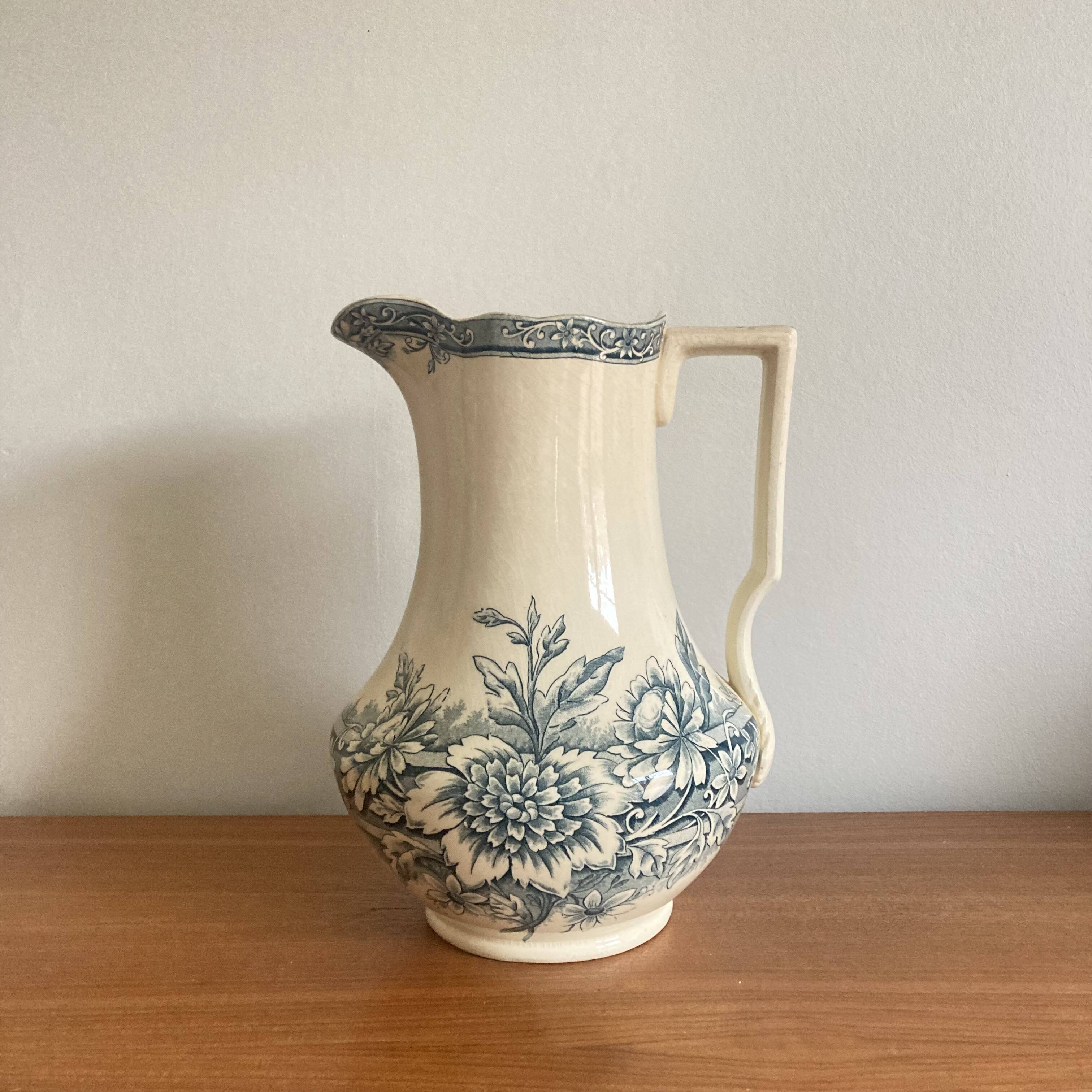 Toilet pitcher pitcher vase iron earth Gien model Saint Germain vintage old decoration