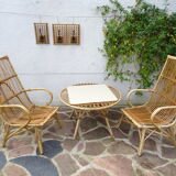 Pair of high rattan chairs