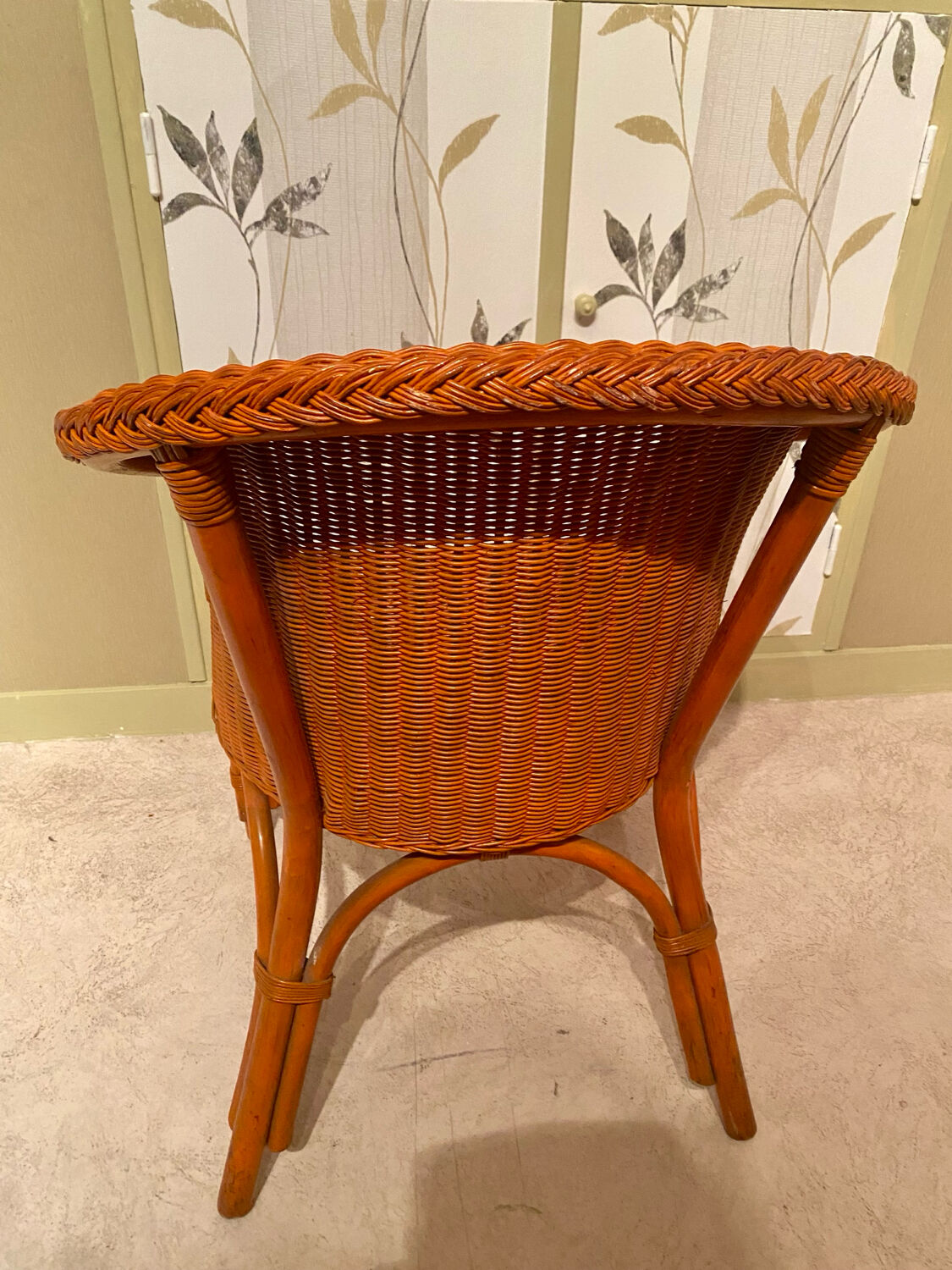 Vintage "Tonneau" Wicker Armchair - 1970s